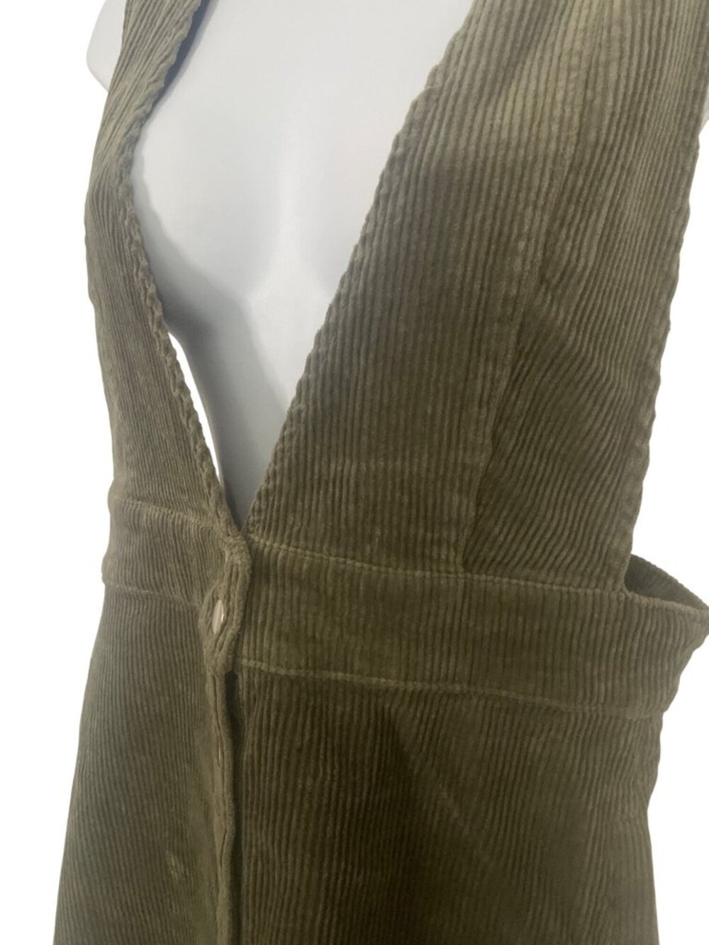Forever 21 Womens Corduroy Olive Green Overall Dress Size L Preppy 90s Retro - Picture 2 of 6